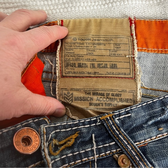 Y2K Tough Jeansmith Low Rise Denim Mini Skirt • Leather Trim Hardware • Size 27 - Picture 9 of 11